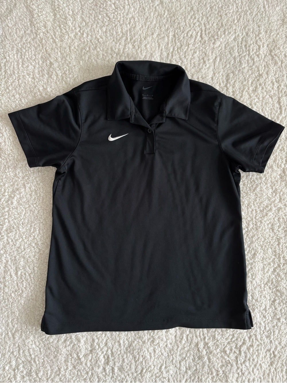 Nike Men’s M Black Dri-FIT Polo Shirt Short Sleeve Golf Athletic Swoosh Logo Top